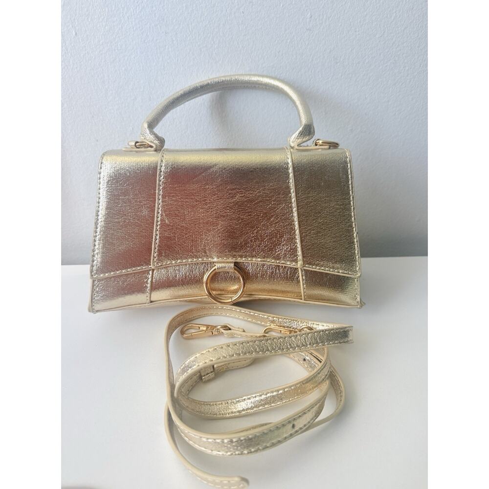 Urban Gold Metallic Top Handle Crossbody Purse Mini Handbag Evening Bag